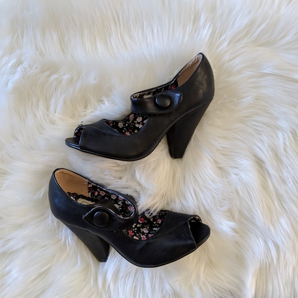 Bettie pag black kitten heels pin up womens size 6